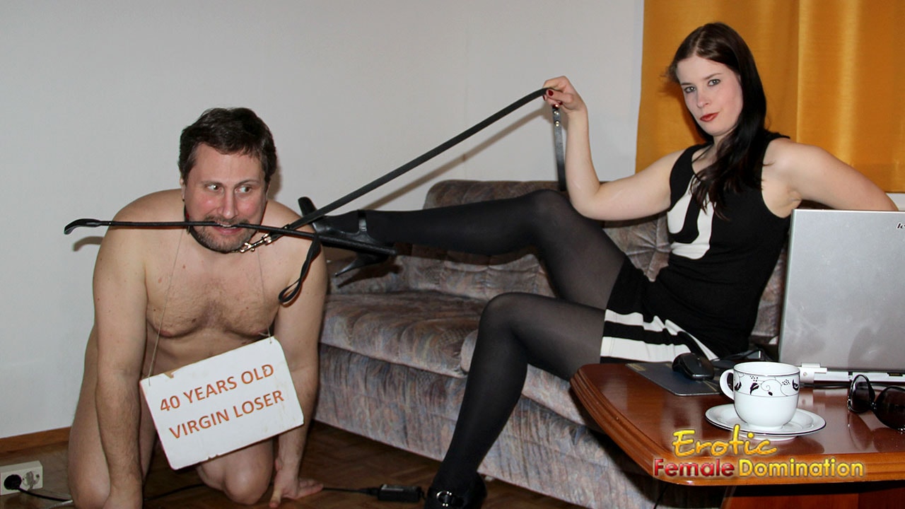 Interactive humiliation with gorgeous mistress Goddess Gloria and her slave  Frank